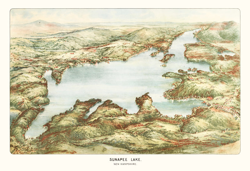 Size comparison using Vintage Map of Sunapee Lake, 1905