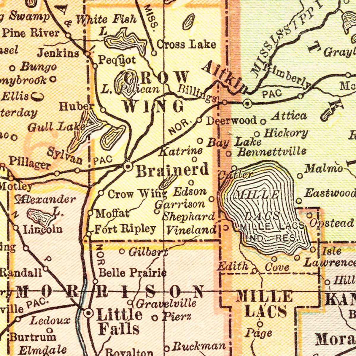 Restored historic details from the 1904 state map of County, Minnesota
