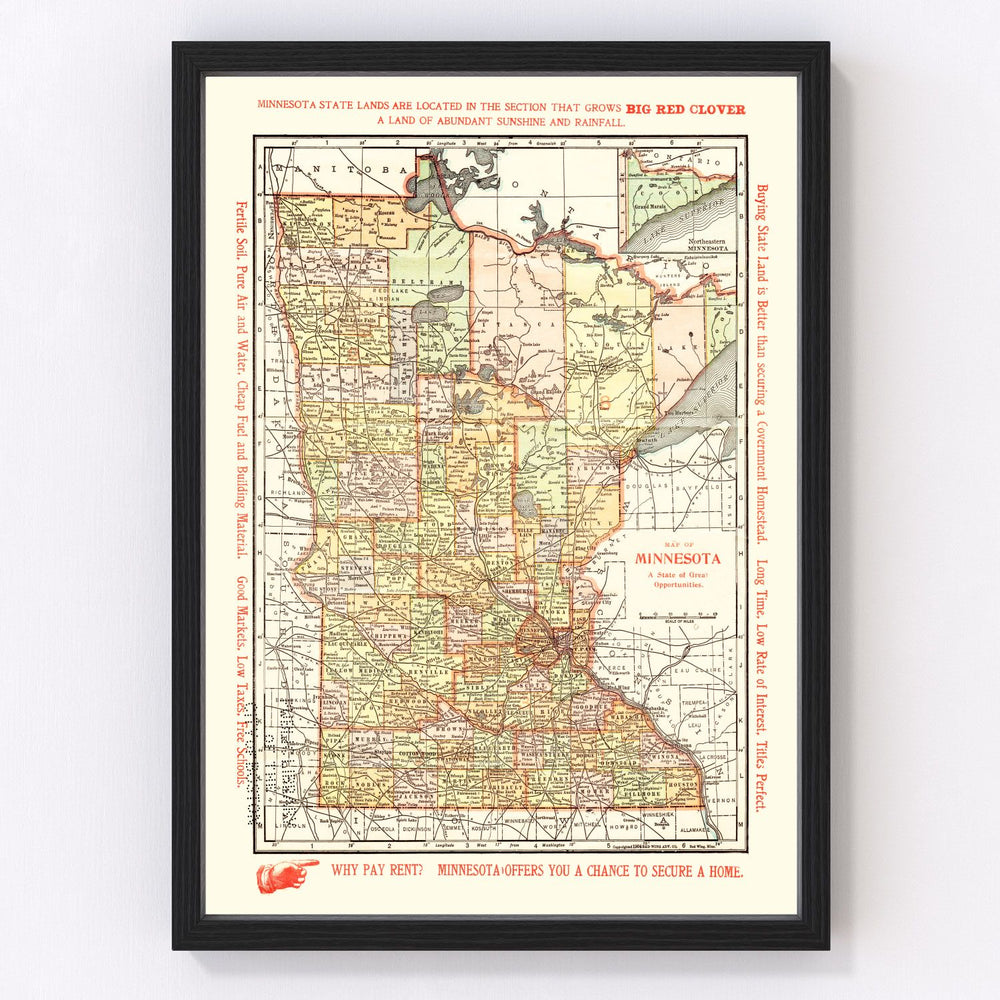 Minnesota Vintage Map 1904
