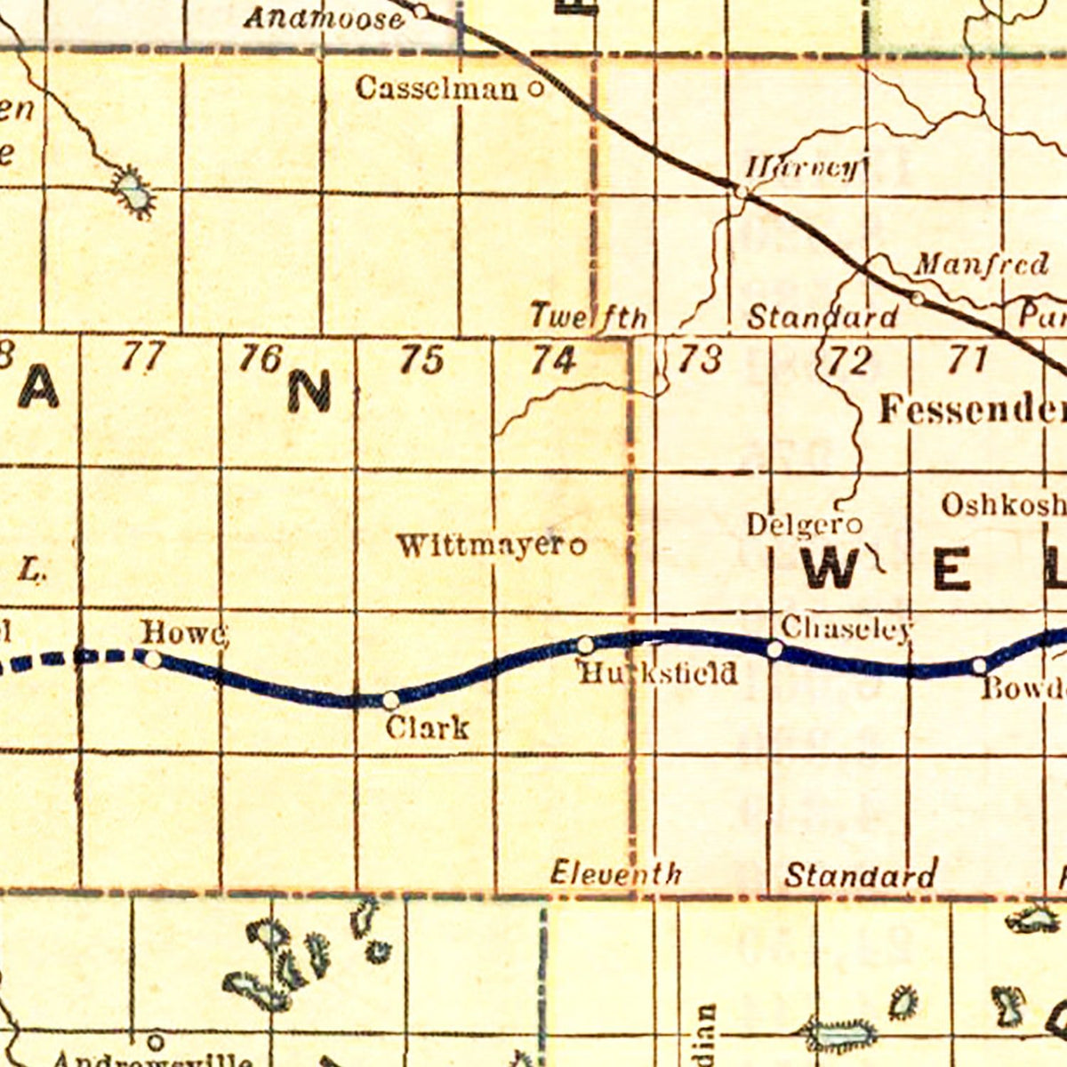 Restored historic details from the 1901 state map of County, North Dakota