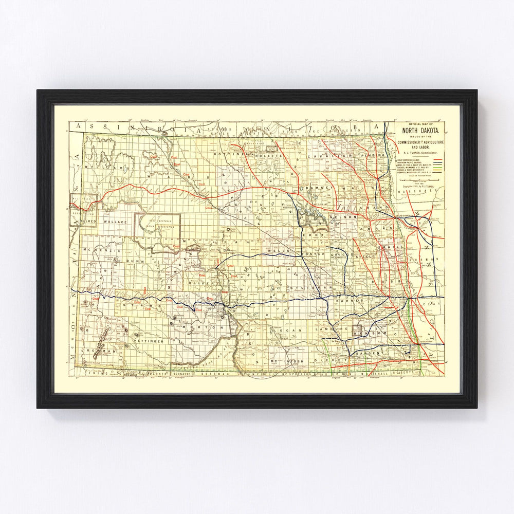 North Dakota Vintage Map 1901