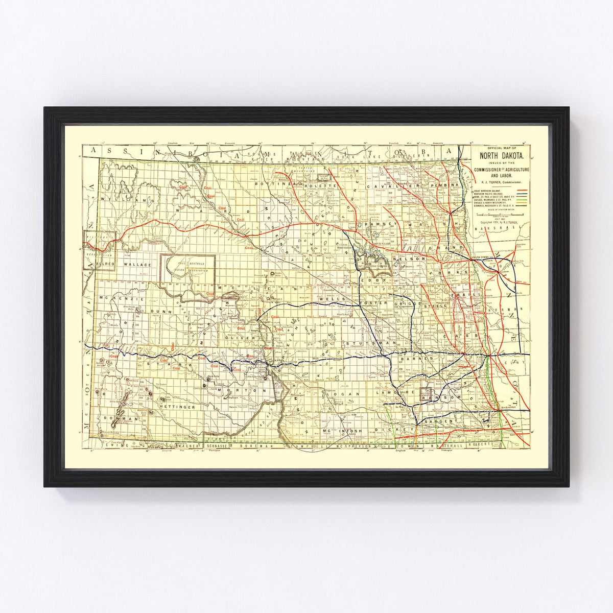 North Dakota Vintage Map 1901