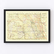 North Dakota Vintage Map 1901