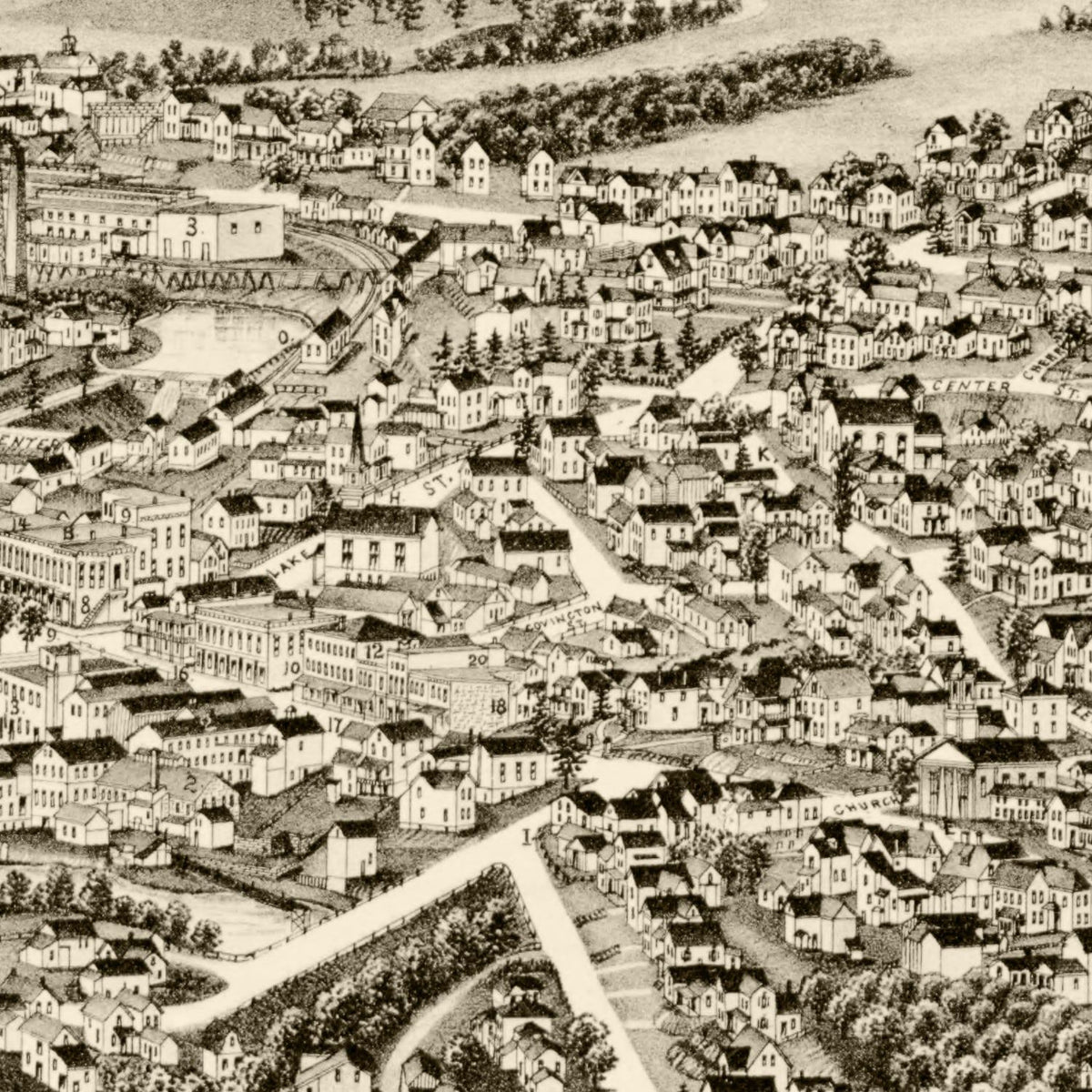 Restored historic details from the 1892 city map of Perry, New York