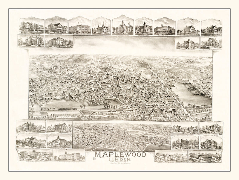 Size comparison using Vintage Map of Maplewood & Linden, MA 1879