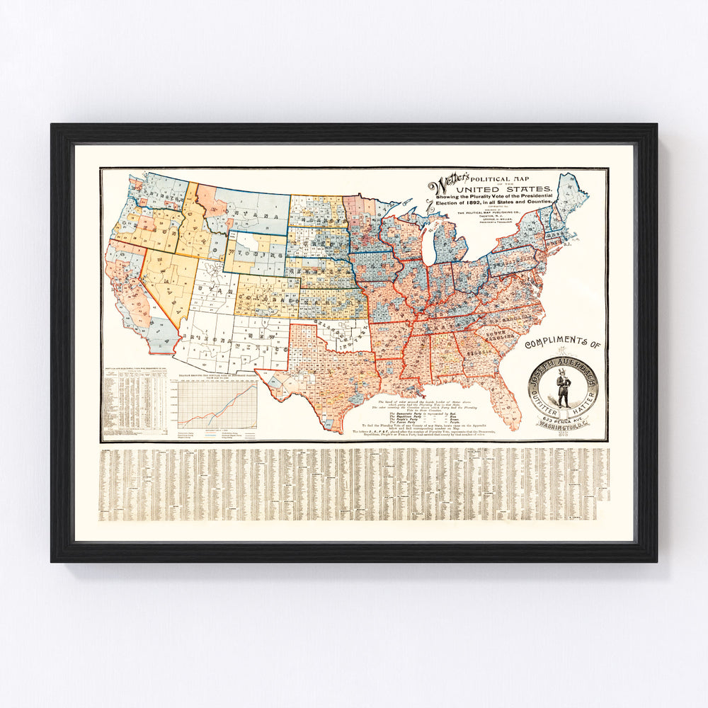 United States Vintage Map 1893