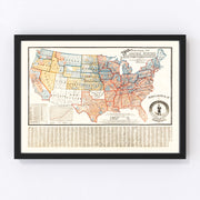 United States Vintage Map 1893