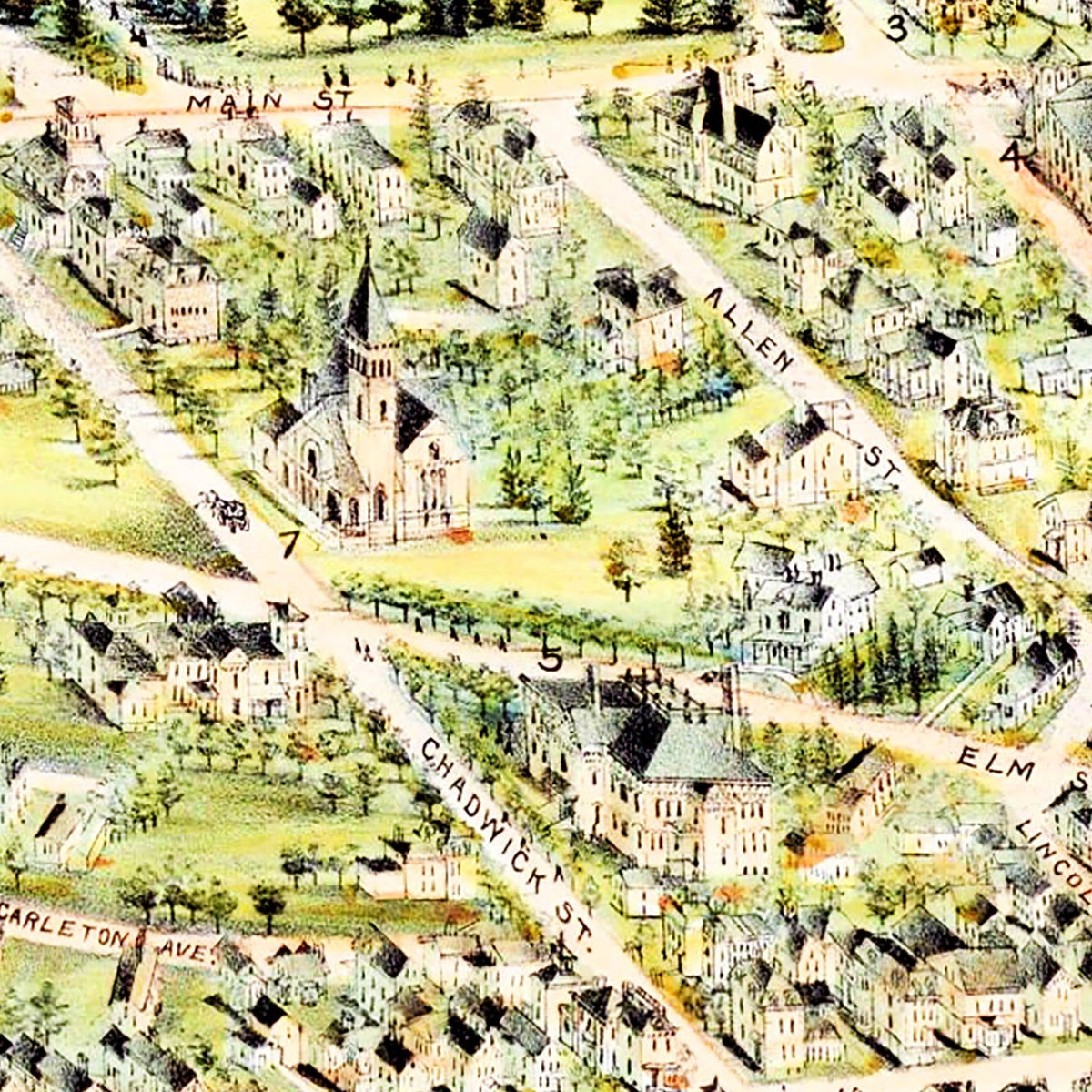 Restored historic details from the 1892 city map of Bradford, Massachusetts