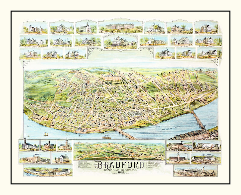 Size comparison using Vintage Map of Bradford, Massachusetts 1892