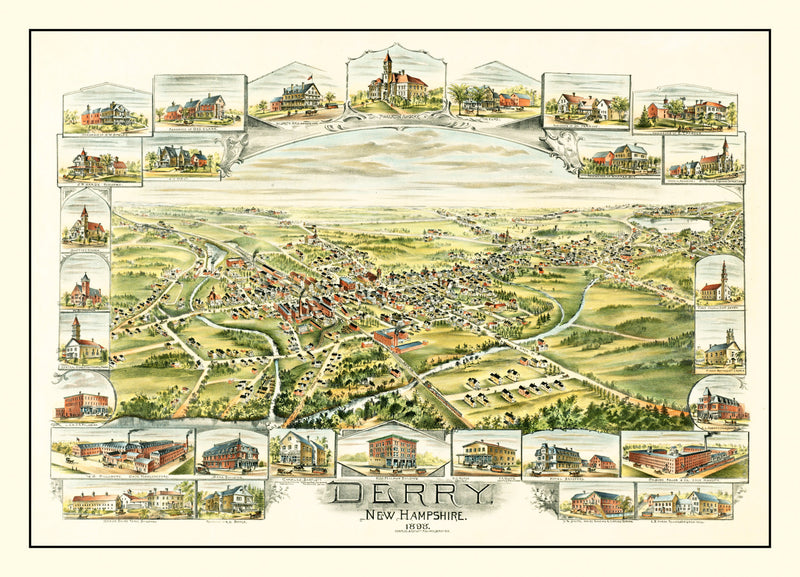 Size comparison using Vintage Map of Derry, New Hampshire 1898