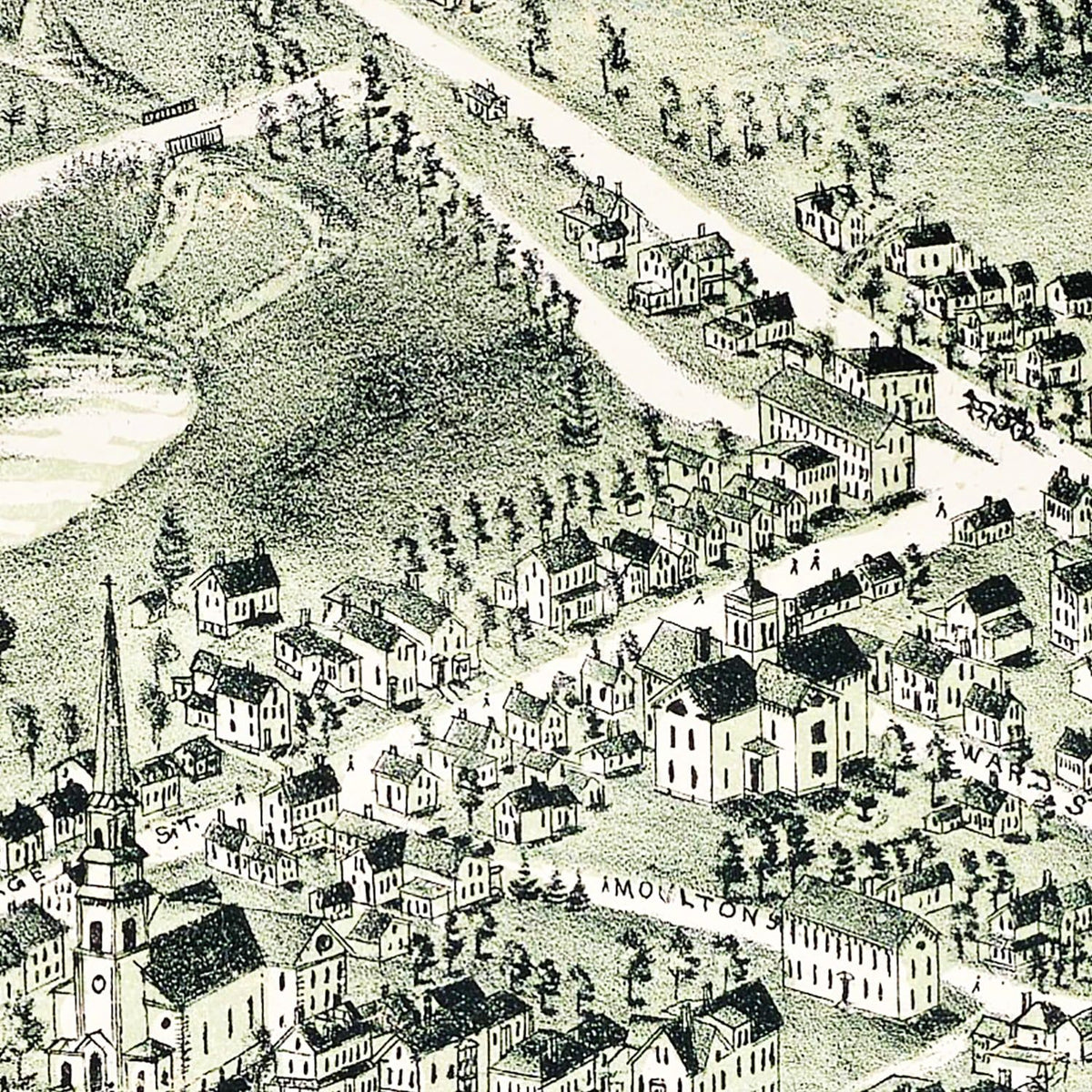 Restored historic details from the 1892 city map of Randolph, Massachusetts