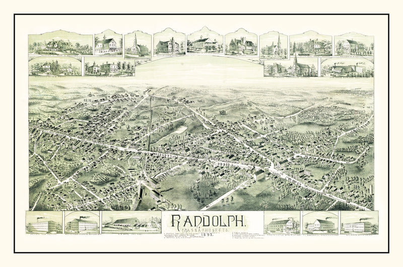 Size comparison using Vintage Map of Randolph, Massachusetts 1892