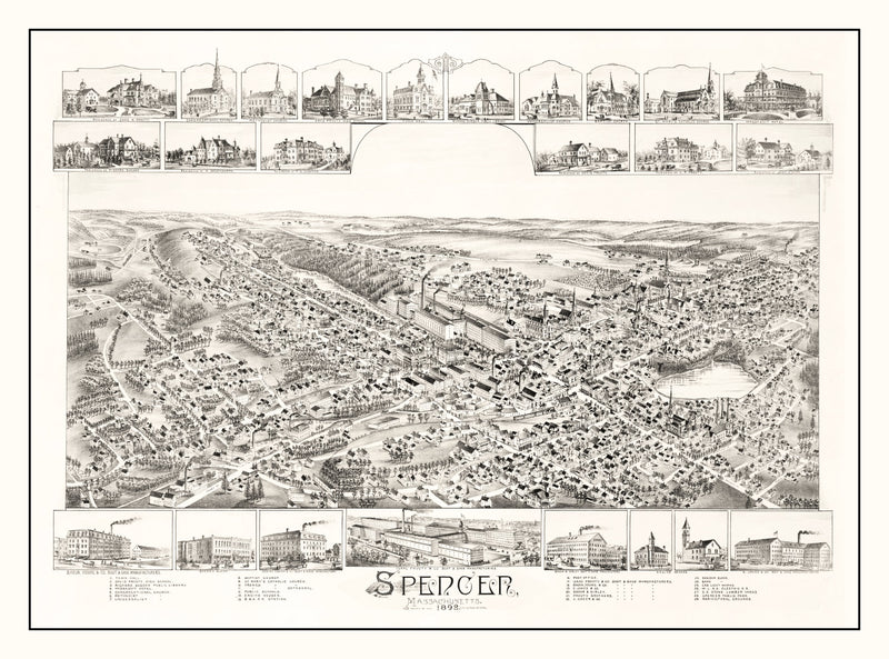 Size comparison using Vintage Map of Spencer, Massachusetts 1892