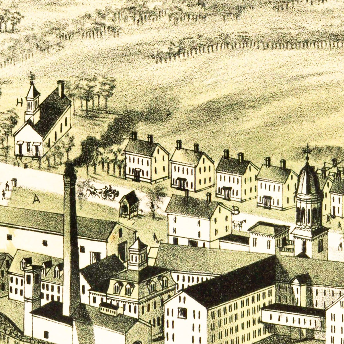 Restored historic details from the 1891 city map of Dodgeville, Massachusetts