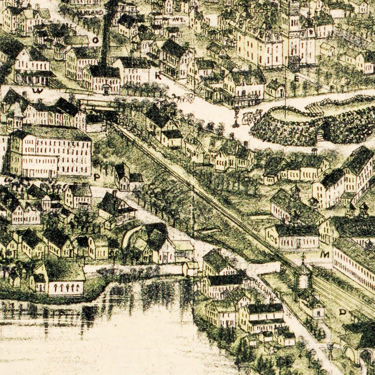 Restored historic details from the 1891 city map of North Easton, Massachusetts