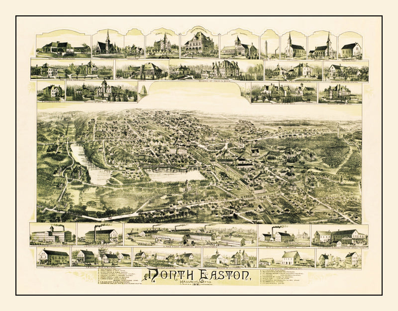 Size comparison using Vintage Map of North Easton, Massachusetts 1891