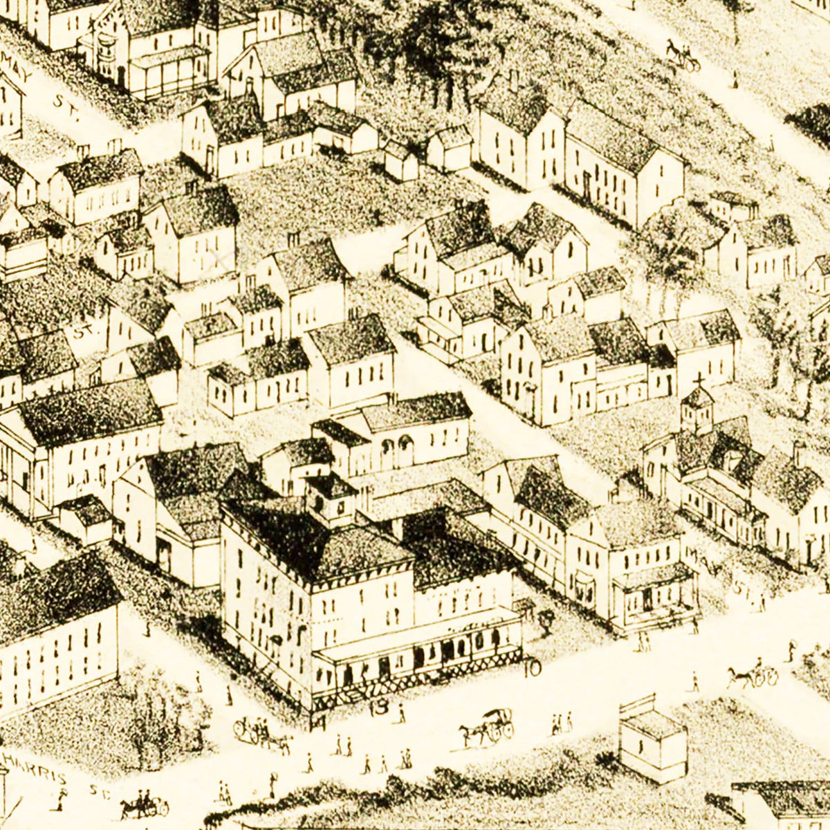 Restored historic details from the 1891 city map of Oakdale, Massachusetts