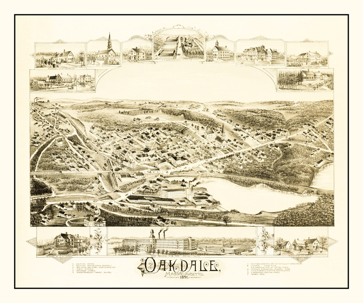 Preview of Vintage Map of Oakdale, Massachusetts 1891