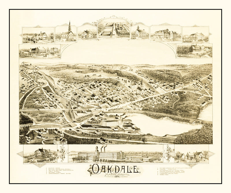 Size comparison using Vintage Map of Oakdale, Massachusetts 1891