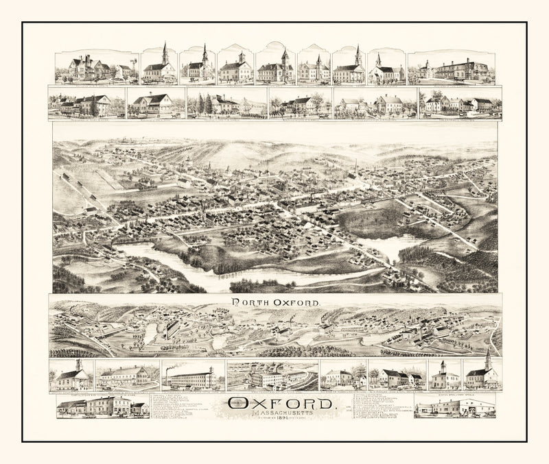 Size comparison using Vintage Map of Oxford, Massachusetts 1891
