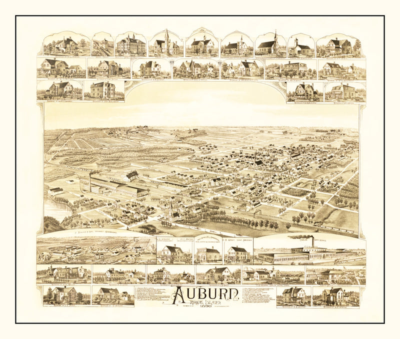 Size comparison using Vintage Map of Auburn, Rhode Island 1890