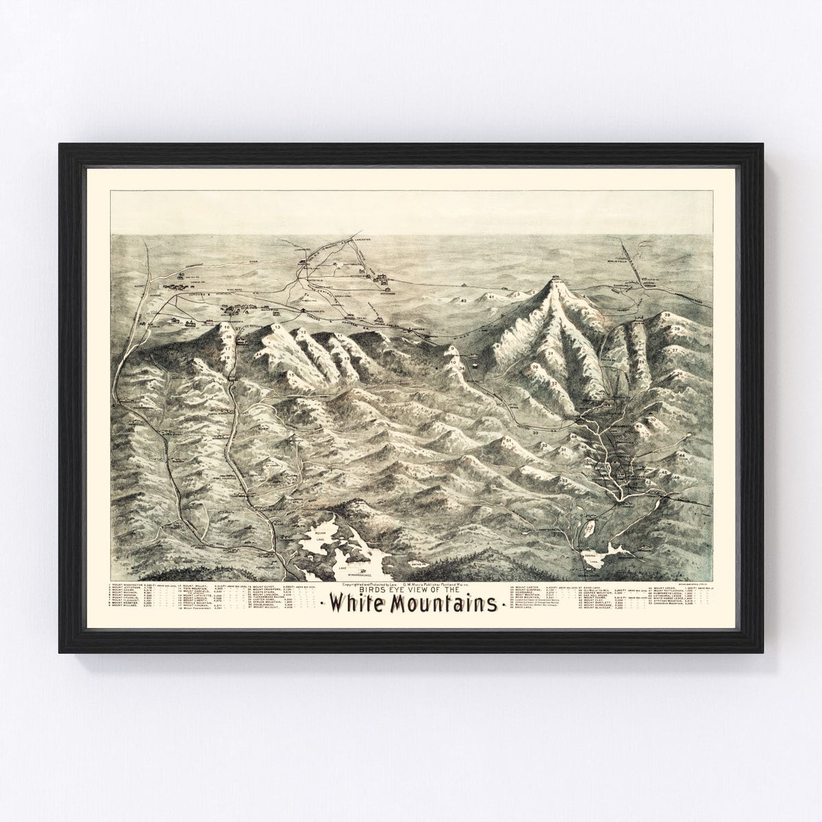 White Mountains Vintage Map 1890