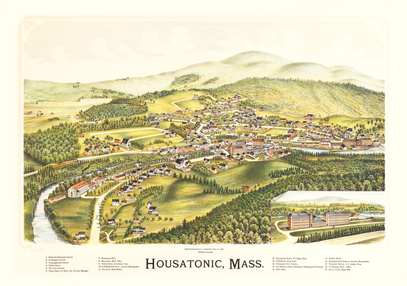 Size comparison using Vintage Map of Housatonic, Massachusetts 1890