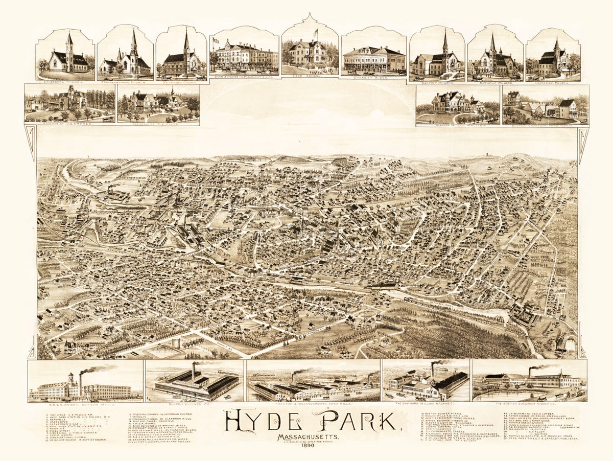 Preview of Vintage Map of Hyde Park, Massachusetts 1890