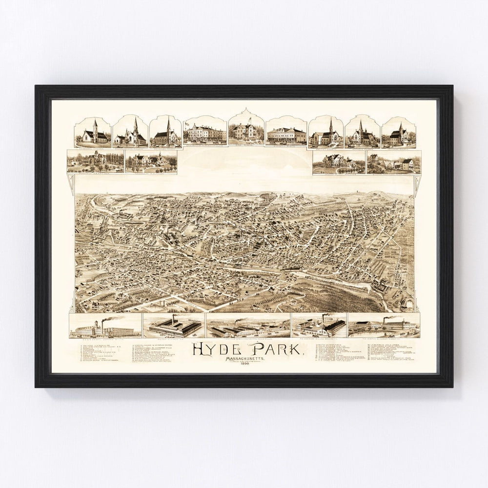 Hyde Park Vintage Map 1890