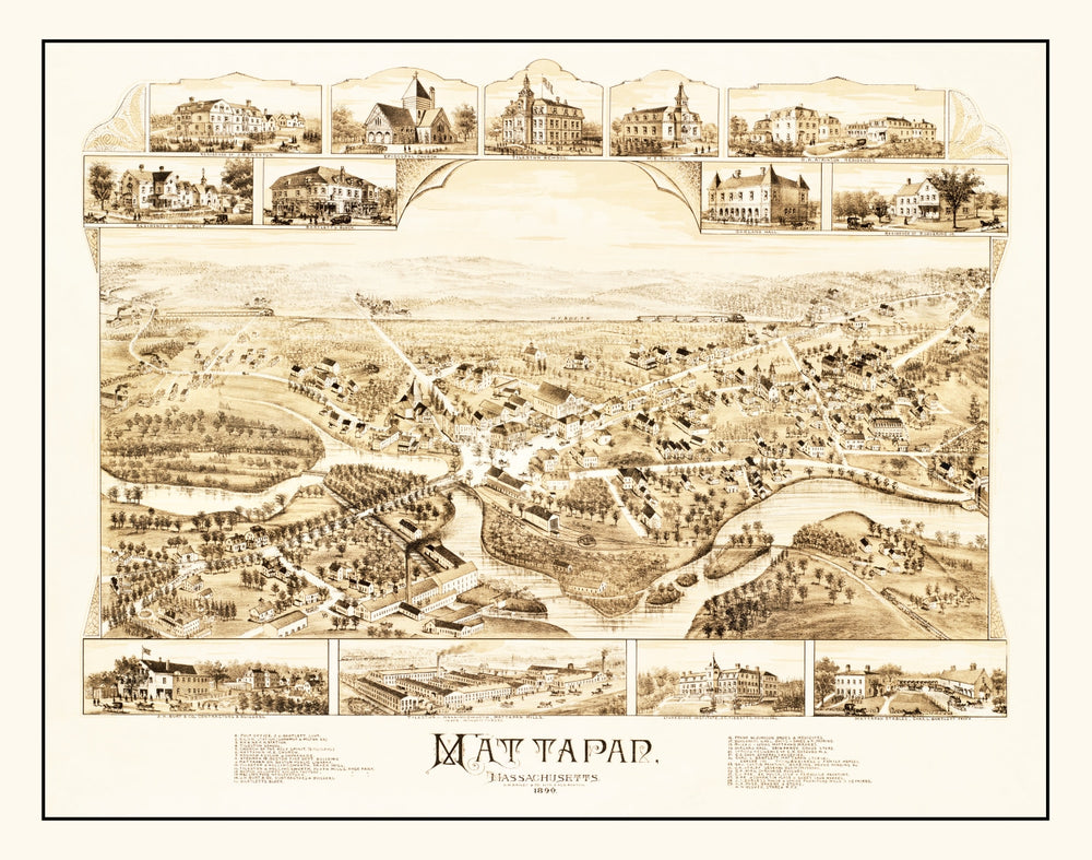 Vintage Map of Mattapan, Massachusetts 1890 print style example