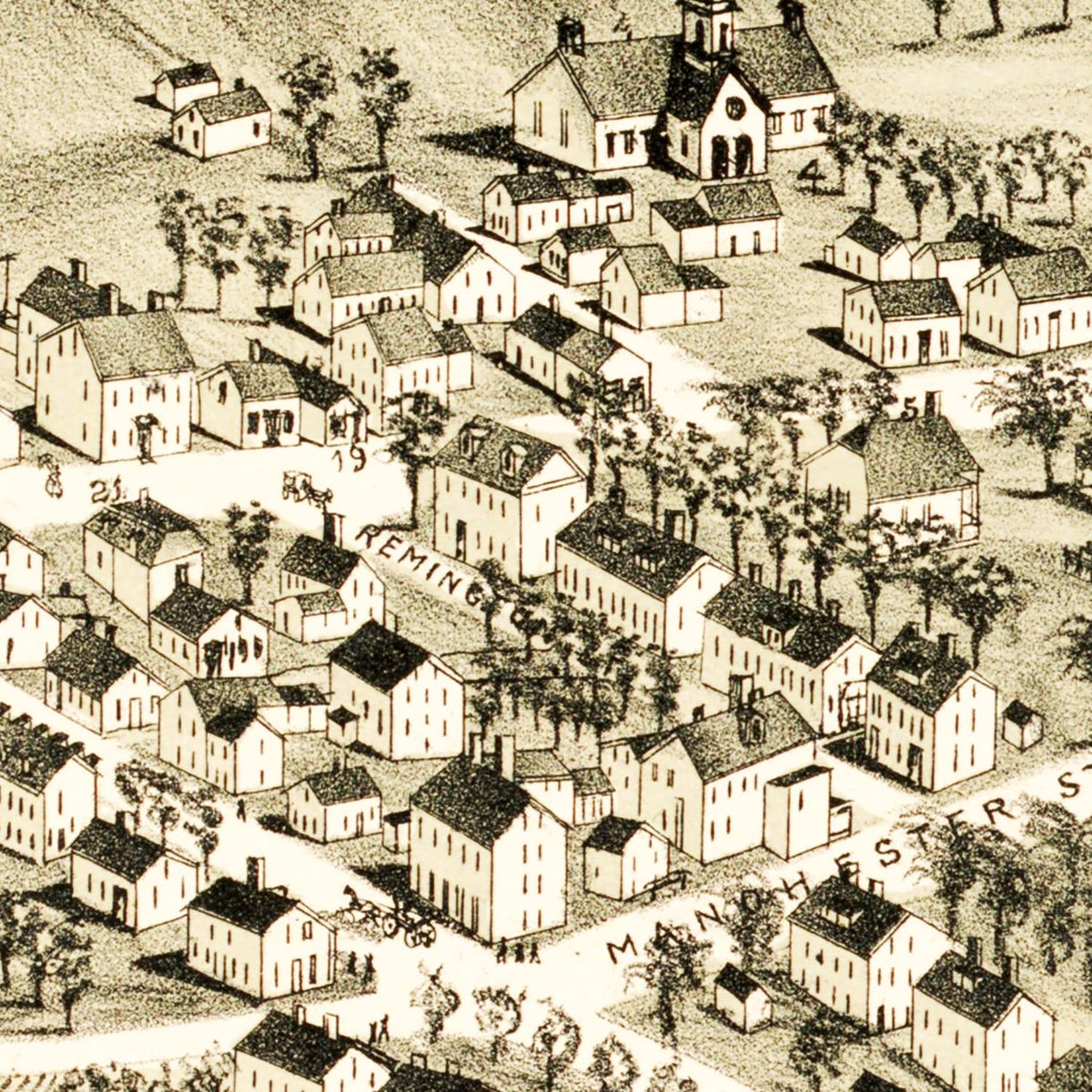 Restored historic details from the 1889 city map of Crompton, Rhode Island