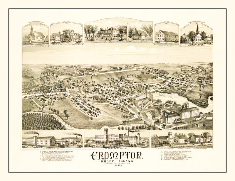Size comparison using Vintage Map of Crompton, Rhode Island 1889