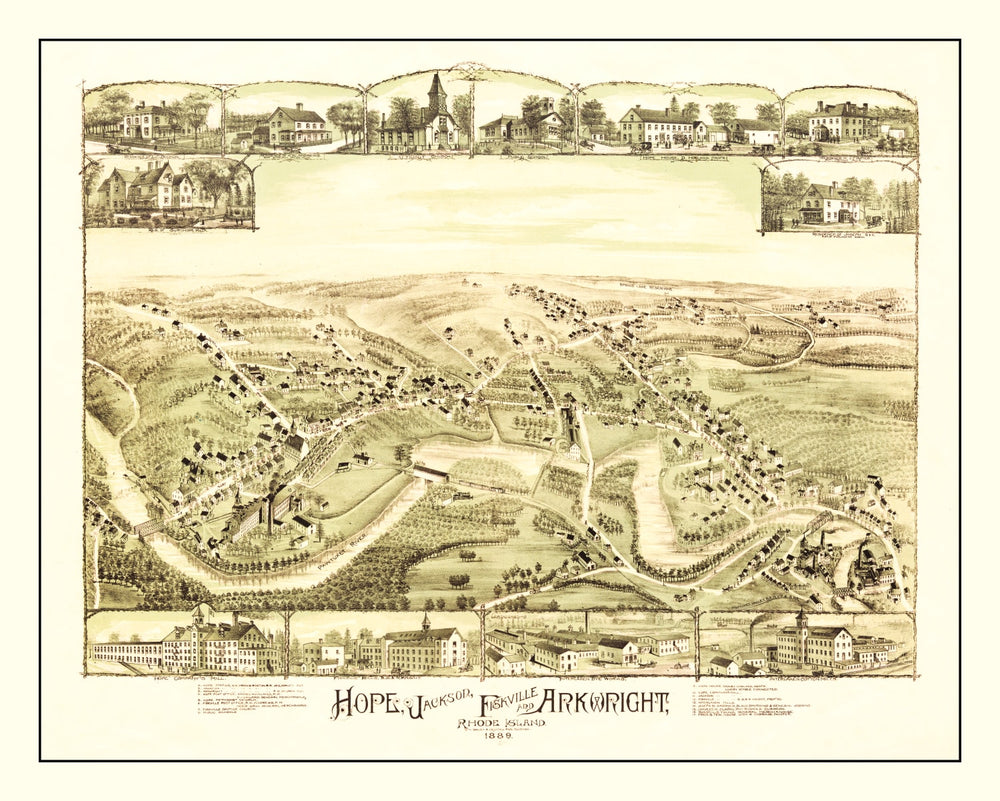 Vintage Map of Hope, Rhode Island 1889 print style example