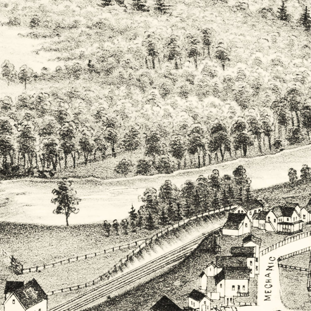 Restored historic details from the 1889 city map of Jewett City, Connecticut