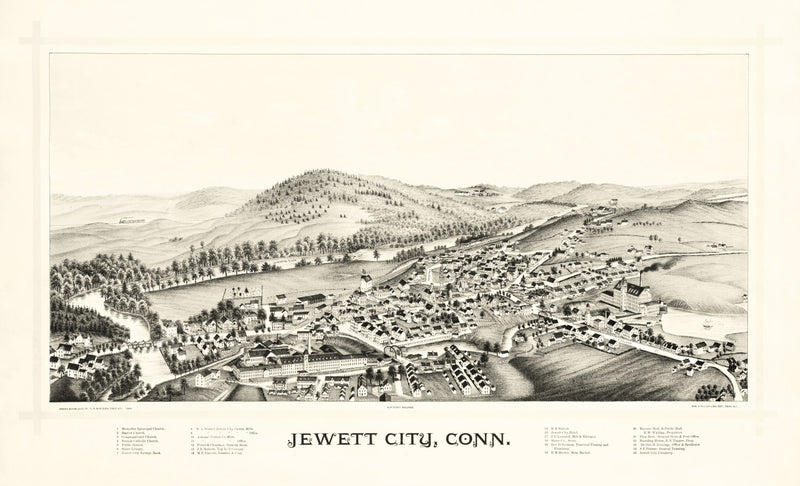 Size comparison using Vintage Map of Jewett City, Connecticut 1889