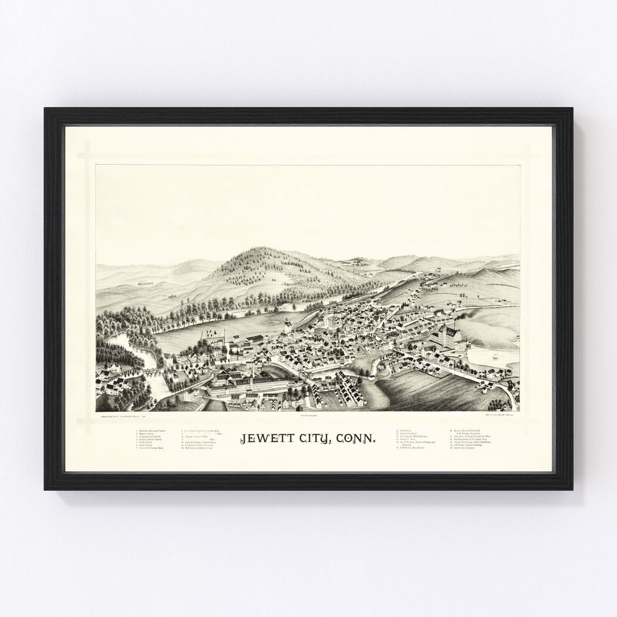 Jewett City Vintage Map 1889