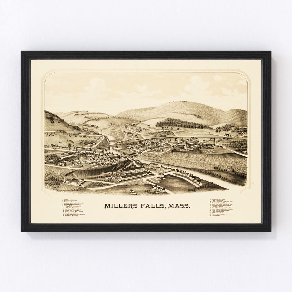 Millers Falls Vintage Map 1889