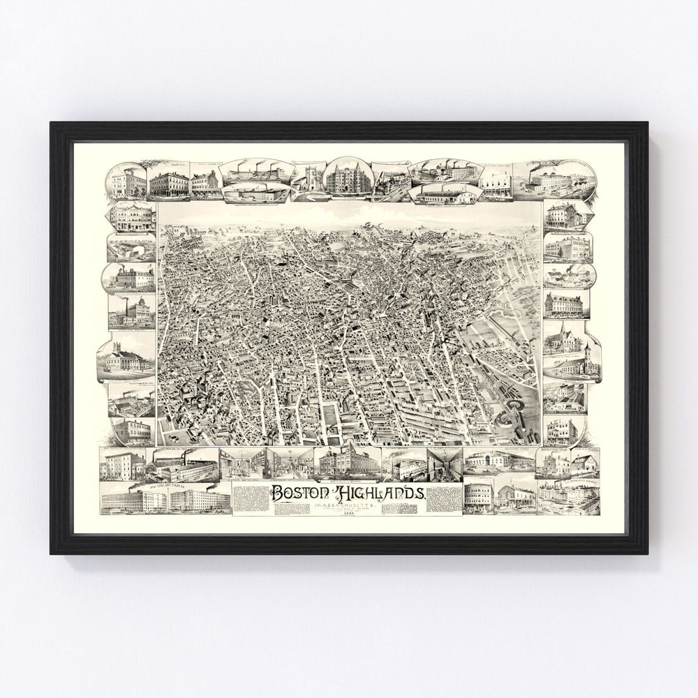 Boston Highlands Vintage Map 1888