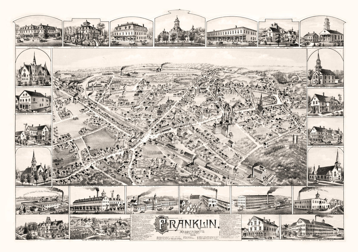 Preview of Vintage Map of Franklin, Massachusetts 1888