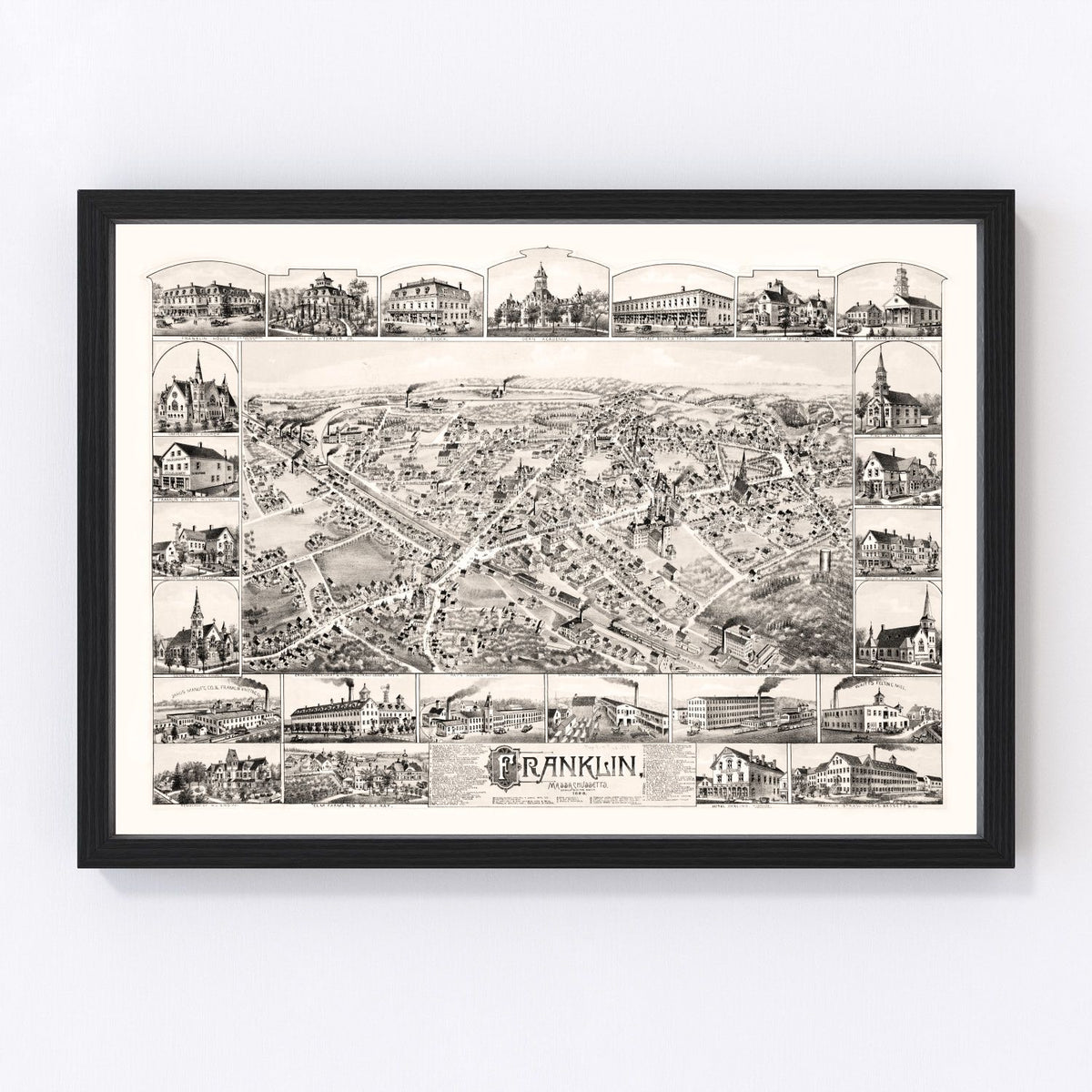 Franklin Vintage Map 1888