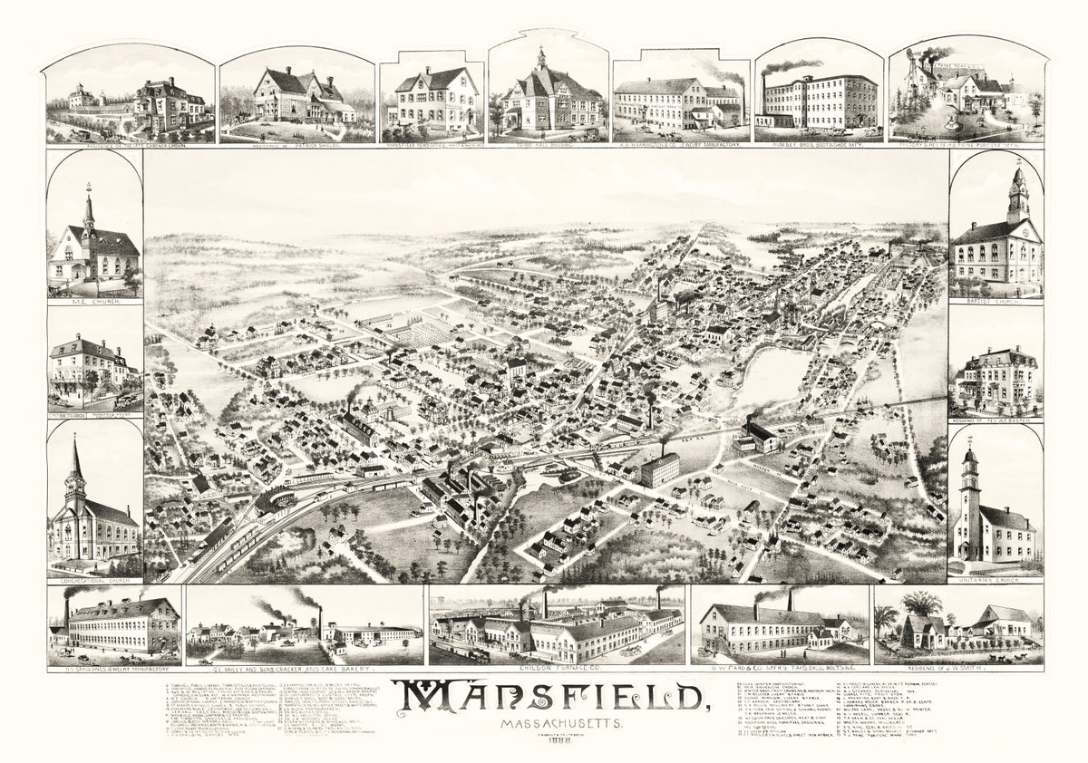 Preview of Vintage Map of Mansfield, Massachusetts 1888