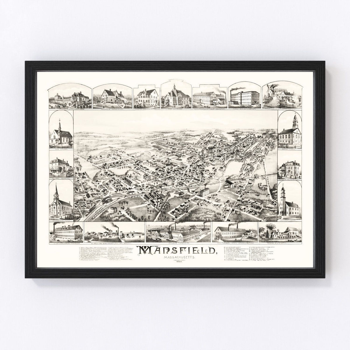 Mansfield Vintage Map 1888