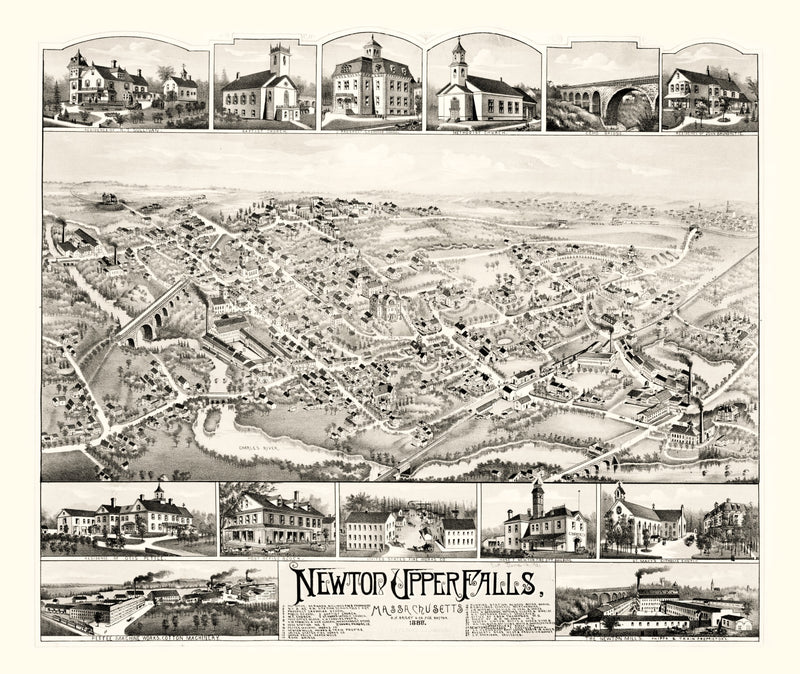 Size comparison using Vintage Map of Newton Upper Falls, Massachusetts 1888