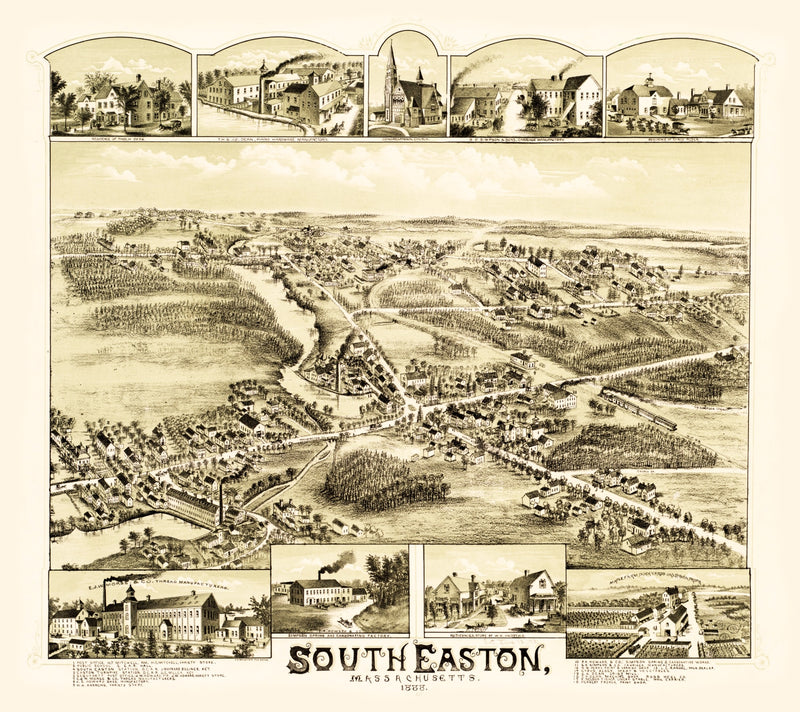 Size comparison using Vintage Map of South Easton, Massachusetts 1888