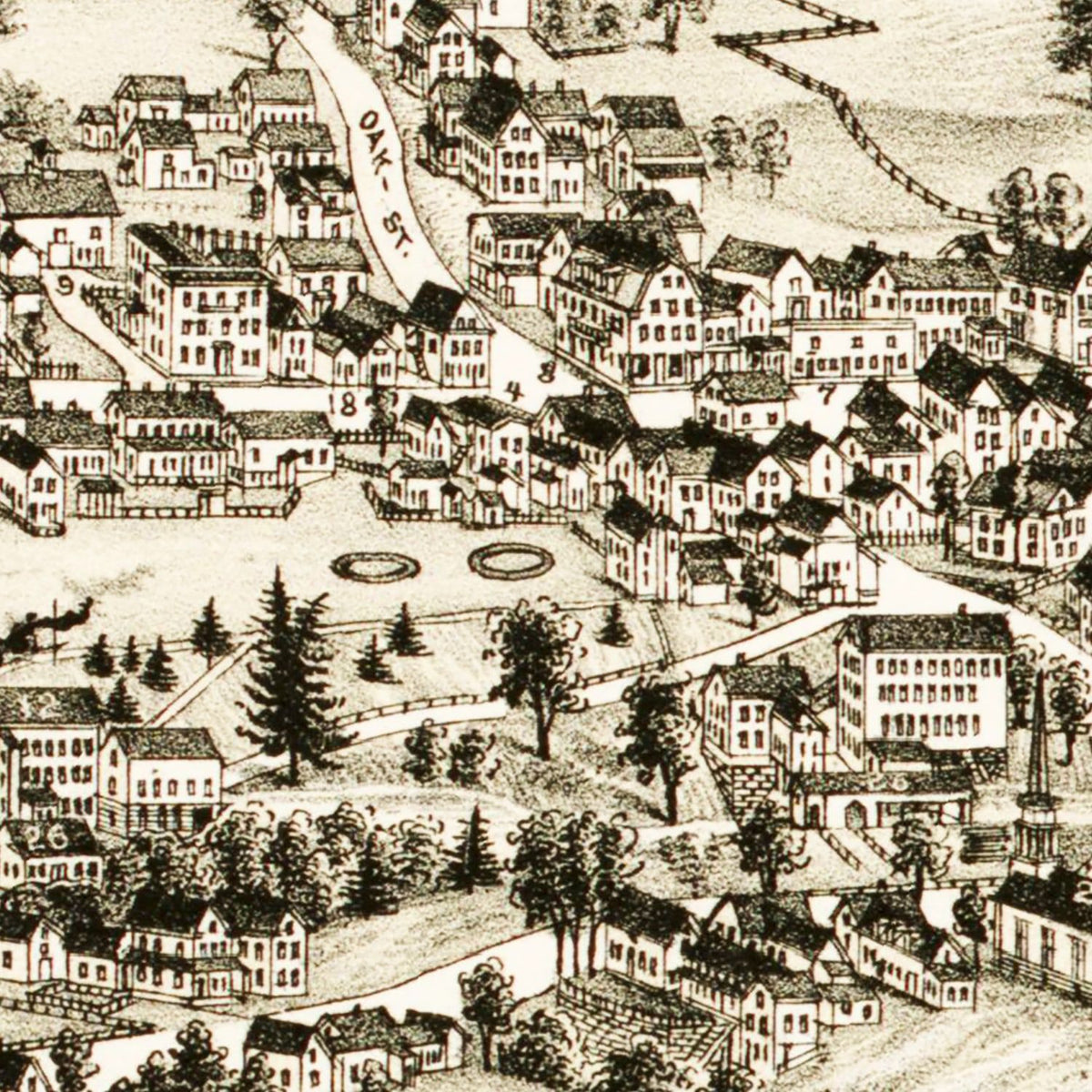 Restored historic details from the 1888 city map of Springvale, Maine