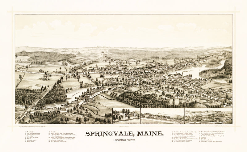 Size comparison using Vintage Map of Springvale, Maine 1888