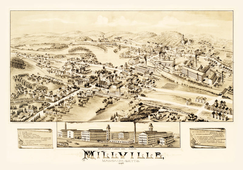 Size comparison using Vintage Map of Millville, Massachusetts 1887