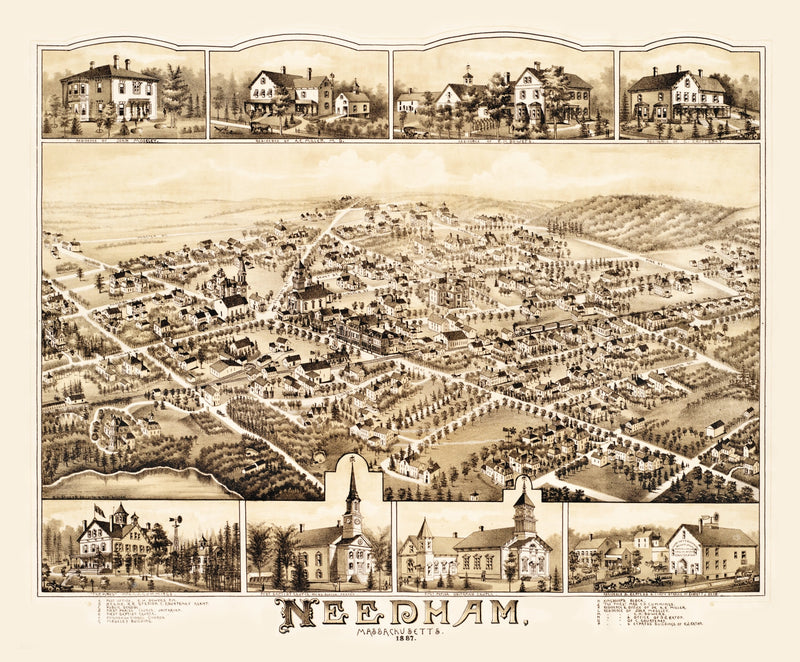 Size comparison using Vintage Map of Needham, Massachusetts 1887