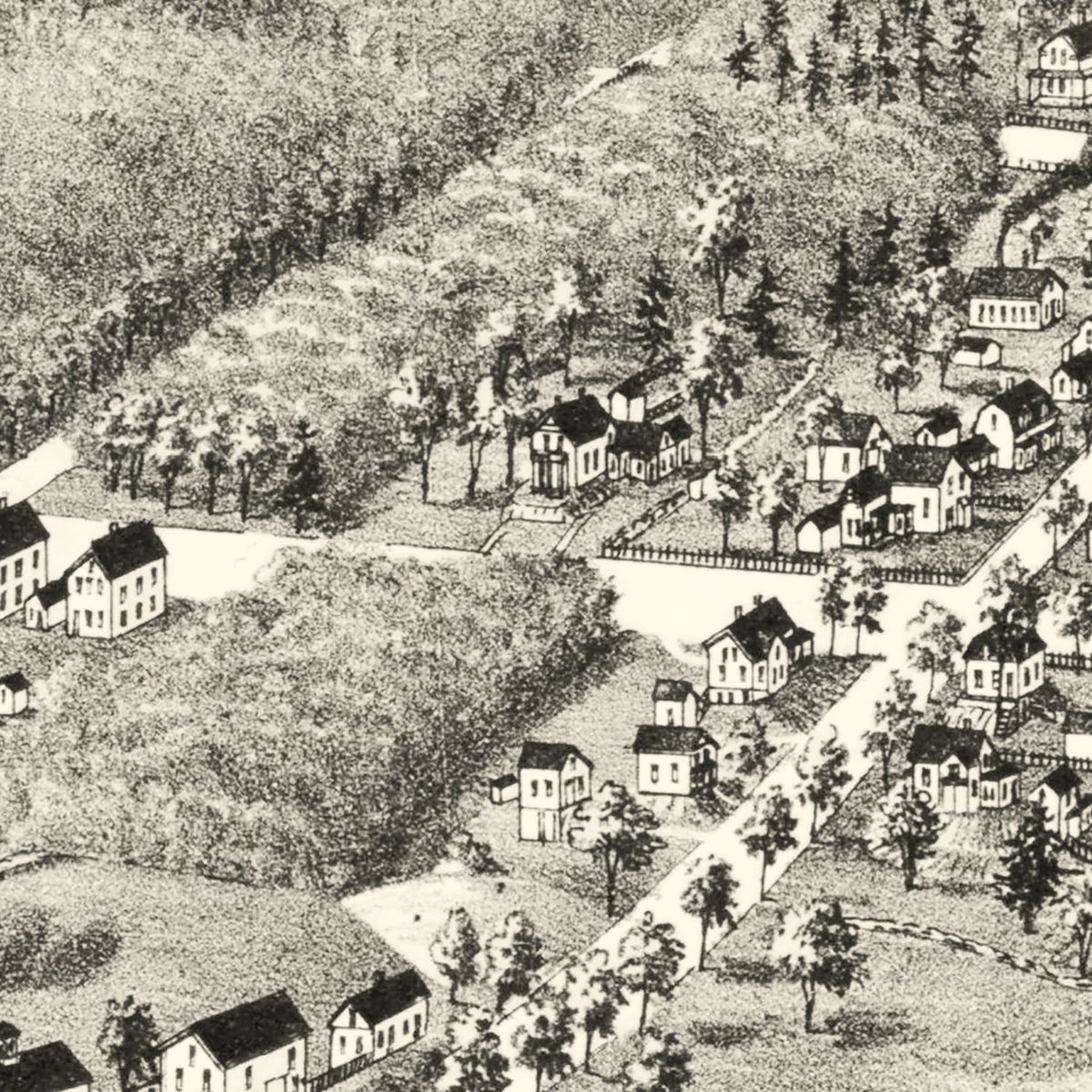 Restored historic details from the 1887 city map of Plainville, Massachusetts