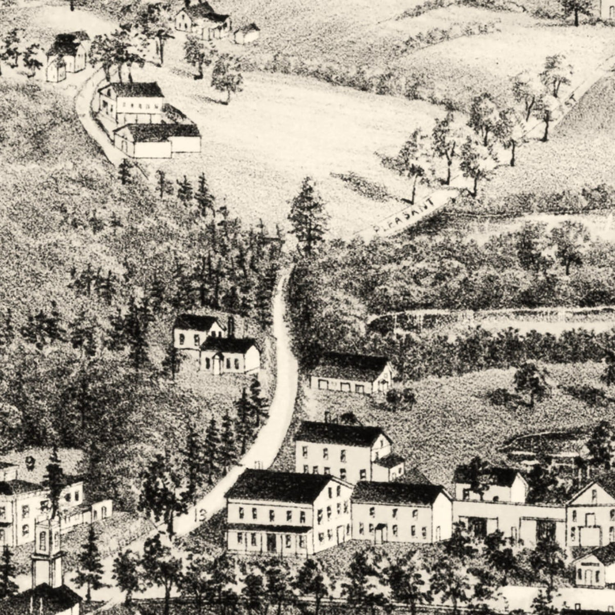 Restored historic details from the 1887 city map of Rochdale, Massachusetts